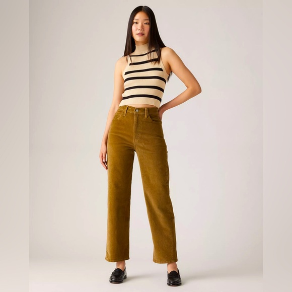 NWT Levi’s ribcage straight corduroy cropped pants in brown size 23 - Picture 1 of 3